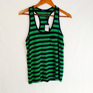 Ralph Lauren Polo Green Blue Striped Tank Top Sz S